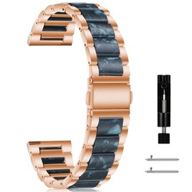 CeiBand Metal Strap Compatible with 20mm 22mm, Metal Resin Wristband for Women Men, Quick Release Watch Strap, Replacement Watch Band with Deployment Buckle - (20mm Blue)