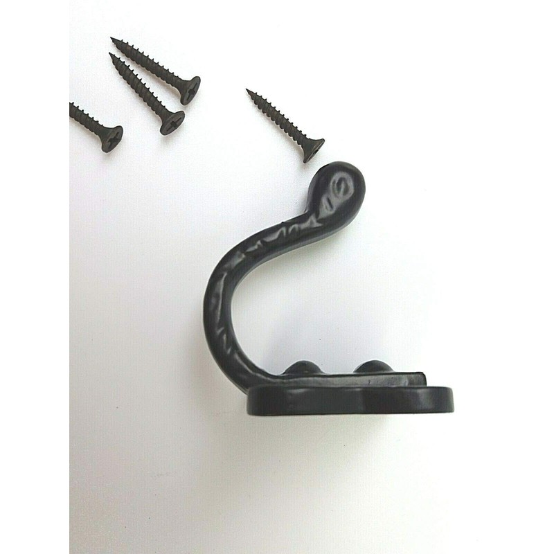 Pack of 2 Tudor Coat Hooks Black Wrought Iron Hammered