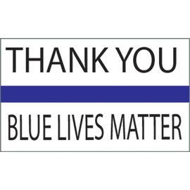Rogue River Tactical Thin Blue Line - Blue Lives Matter Flag Sticker 5x3” - Vinyl Decal for Cars, Trucks, RV SUV’s & Boats - Support of Police and Law Enforcement Officers (Thank You)