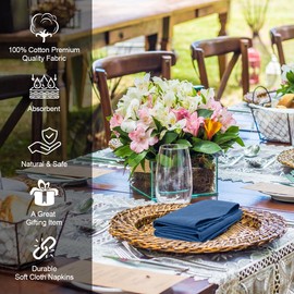 ZURLEFY Blue Table Napkins Set of 4, Reusable Cloth Napkins for Family Dinning, Christmas Party Wedding Decoration(05-10-4)