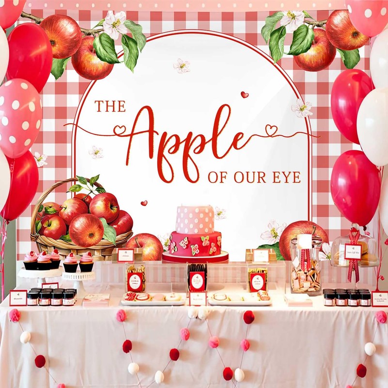 MEHOFOND 7x5ft Fall Apple Baby Shower Photography Backdrop Apple of