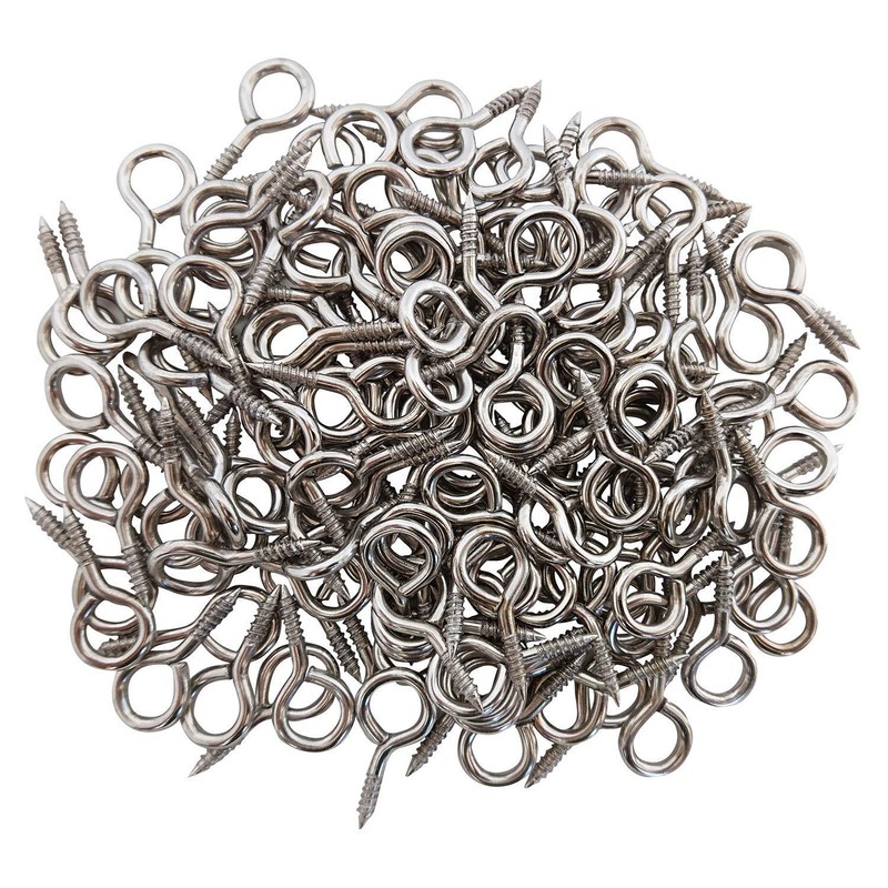 ECKJ Metal Eye Hooks - 20 Pieces, Silver Nickel Plated,