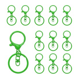 uxcell Lobster Claw Clasps Keychain, 12 Pcs Lobster Claw Clasp Hook with Swivel Trigger Clip and Flat Split Keychain Ring for DIY Craft Key Chain Accessories, Green