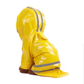 Smoro Outdoor Puppy Pet Raincoat with Hoods Waterproof Jackets PU Reflective Raincoat for Dogs Cats Dress Clothing, m
