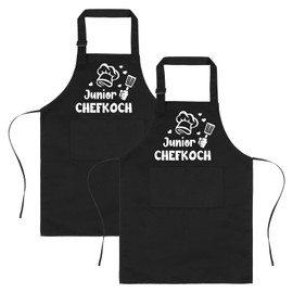 patinadrift Children's Apron, 2 Pieces Cooking Apron Kids Kids Apron Boys Girls Funny Cooking Apron Apron with 2 Pockets, Gift for Painting Cooking Baking Kitchen, black
