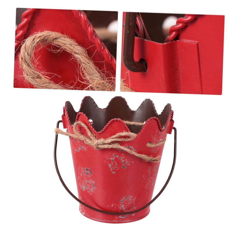 Levemolo 1pc Retro Wavy Flower Bucket Durable Iron Flowerpot with