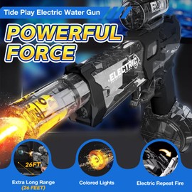 YoPoLL Electric Water Guns for Adults Kids, High Power Automatic Squirt Gun, Long Range Ultimate Battle Blaster Water Gun for Summer, Outdoor Beach Swimming Pool Aqua Shooter Hydro Blaster(1BK+1B)