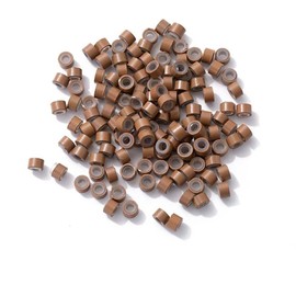 QQUUAYY Silicone Lined Beads for Hair Extensions Micro Link Rings for Nano Tip Hair Extensions Brown
