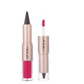 Matte Lip Liner&Tinted Lip Gloss Kit for Women Long Lasting Waterproof,2-in-1 Nude Brown Pink Lipliner Pencil Red Lips Oil Gloss Combo,Hydrating Lip Balm Glossy Lipgloss Liquid Lipstick Makeup-08