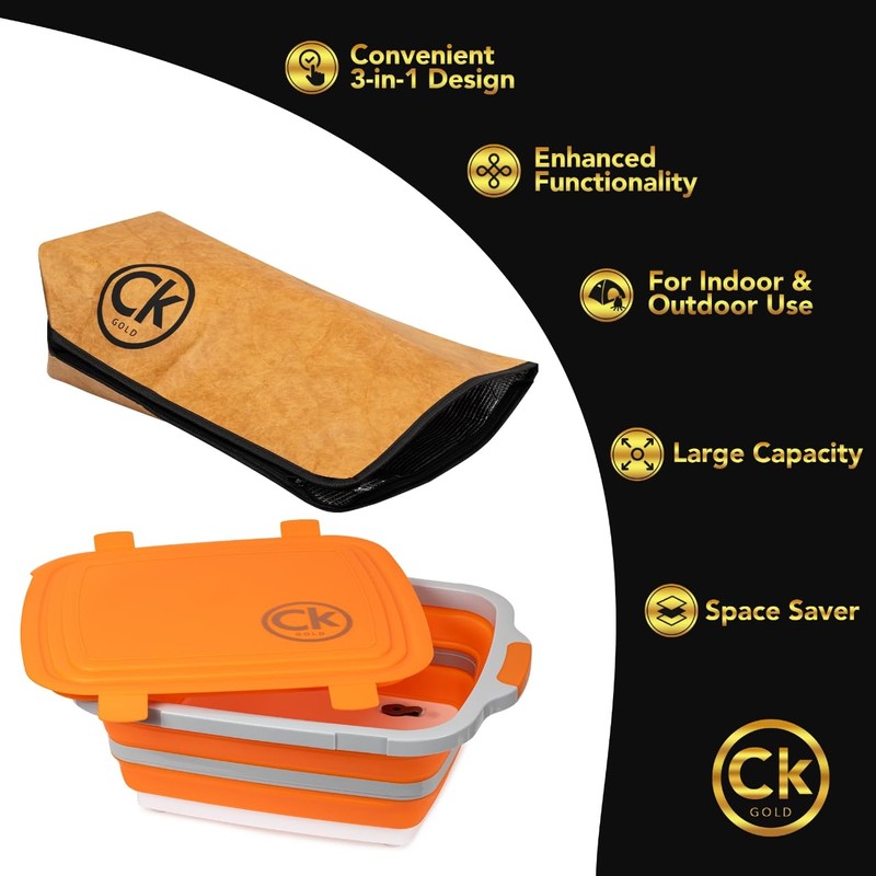 New Extra LARGE Collapsible BBQ Prep Tub with LOCKING LID