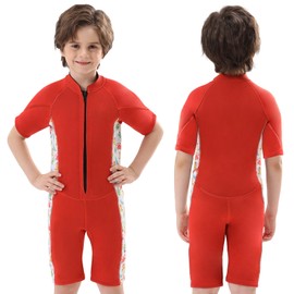 DEHAI Kids Wetsuit Boys Girls Toddler Youth, 3mm Neoprene Shorty Childrens Wet Suit Front Zipper Full Body Thermal Swimsuits in Cold Water Warmth for Swimming Diving Surfing