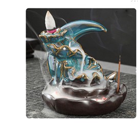Reverse Flow Incense Burner Creative Home Decoration (Moon - Blue)