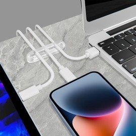 SOULWIT Cable Holder Clips, 3-Pack Cable Management Cord Organizer Clips Self Adhesive for Desktop USB Charging Cable Nightstand Power Cord Mouse Cable Wire PC Office Home