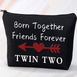 MYSOMY Twin One Twin Two Bag Born Together Friends Forever Twins Gifts Travel Cosmetic Bag Twin Sister Gifts (Balck)