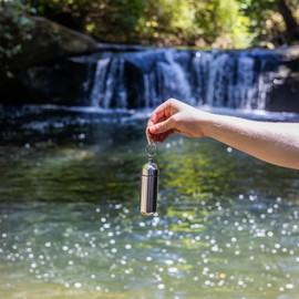 ASR Outdoor 5 Inch Portable Aluminum Waterproof EDC Storage Containers with Carabiner Clip Camping Essentials, Silver