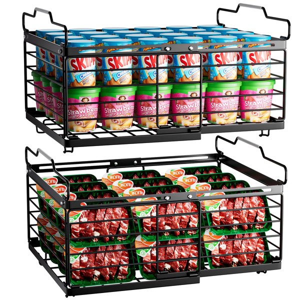 OdoVow Freezer Organizer Bins, 2 Pack Stackable Deep Freezer Organizer