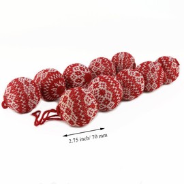 WEWILL - Suéter de punto rojo de 2.75 pulgadas, 10 piezas, bola de Navidad, adornos para árbol de Navidad, fiestas, regalos de Navidad, patrón de copo de nieve