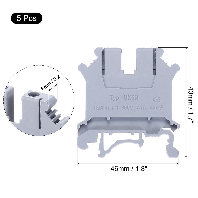 sourcing map Terminal Blocks 5 Pack USLKG5N Rail Mount Fuse