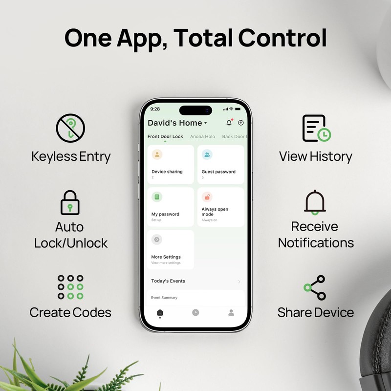 Anona Holo Wi-Fi Smart Lock with Keypad, Keyless Entry Deadbolt