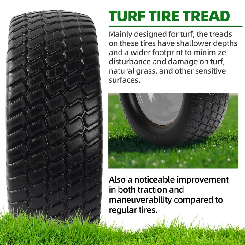 AR-PRO (2-Pack) 15x6.00-6 Flat Free Tire and Wheel, Solid Lawn