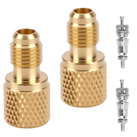 2pcs R134A Refrigerant Tank Brass Adapter, 1/4" Male to 1/2" Female Adapter for R12 Hose Quick Connect Fittings with Valve Core for AC Refrigerant System