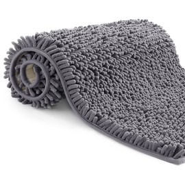 Poligono Bathroom Rug, Non-Slip, Washable, Microfibre Absorbent Bath Mat, Shower Mat, 50 x 80 cm, Dark Grey