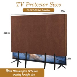 TV Cover for Moving 50"-55" Coffee Heavy Duty Felt Anti Scratch Dust Resistant TV Screen Protector with Bottom Straps Protective Cover for Home Renovation Transport Storage Anti Pet Scratch