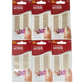 Kiss 6x NEW Kiss Nail Tattoos Water Decals Polish Strips Sticker Wraps Silver Glitter