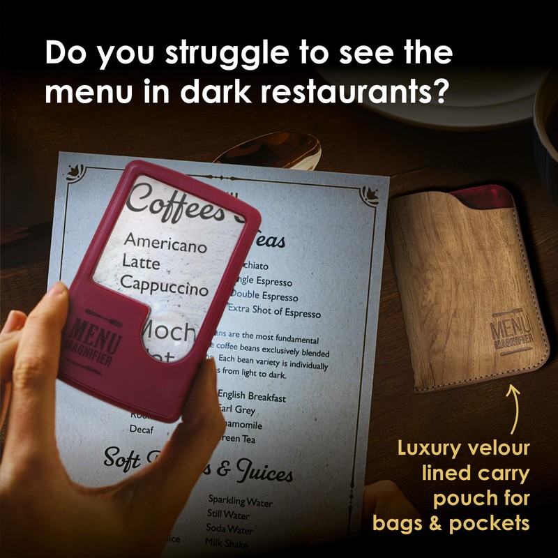 IF IF Light Up Menu Magnifier-Wine, Burgundy, One Size