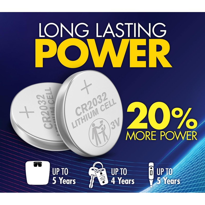 Powermax 6-Count CR2032 Batteries, Lithium 3V Coin Cell Button Battery