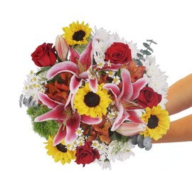 BloomsyBox – Bold & Bright Blooms (Glass Vase Included) – Fresh Flowers for Delivery – Gift for Birthday, Anniversary, Get Well, Congratulations, Wedding