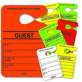 Astro Bright Orange Parking Permit - Guest Pass - Numbered Facility Pass - Car Park Management - 100 Units - Disclaimer - 3.5 x 5.5 in - 10pt/250gsm Card Stock