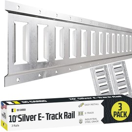 DC Cargo - E Track Tie Down Rail Kit 10' (3 Pack) for Garages, Vans, Trailers, Motorcycle Tie Downs, ATV Mountings - ETrack Bar Rails ? Galvanized Steel - Secure Cargo & Heavy Loads Up to 2,000 lbs