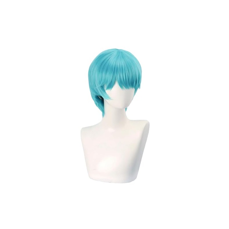 Mens Short Blue Wig Costume Cosplay Anime Hair, Jasa Idol