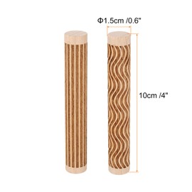 HARFINGTON 2pcs Wood Clay Roller 4" Straight Lines Curved Lines Pattern Rolling Pins Wood Rollers Pottery Tools Wood Grain Texture Rollers for Clay Baking Dough Playdough DIY