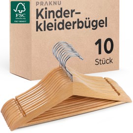 Children's Clothes Hangers FSC® Wood Set of 20 Robust Natural Beech Wood Perfect Order for Children's Clothes