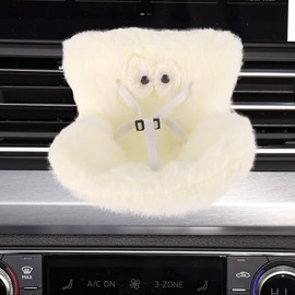 Autositz für 10-17 cm Große Puppen, Weicher Pelziger Belüftungssitz mit Lüftungsclip und Duftbox Süßes Auto-Ornament Zubehör für Spielzeugliebhaber und Sammler (Weiß)