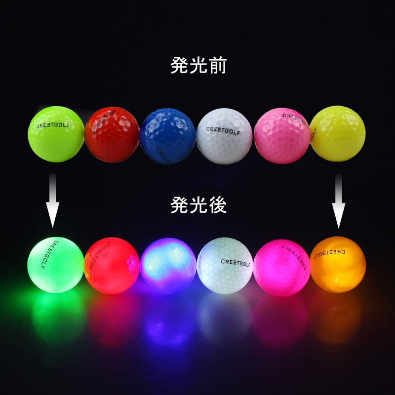 Crestgolf Glowing Golf Balls New Popular 6 Pack Night Glowing