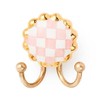 MACKENZIE-CHILDS Round Hook, Decorative Wall Hook, Pink-and-White Rosy Check