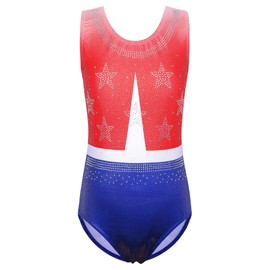 ZNYUNE Gymnastics Leotards for Girls Long Sleeve/Sleeveless Colorful Sparkle Athletic Ballet Dance Leotard for Kids 3-12 Years B296 RedBlue 6A