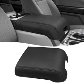 Center Console Cover for 2015-2020 F150 Accessories, F250 F350 F450 2017-2022, Expedition 2018-2024, PU Leather Middle Armrest Cusion Protector, Bucket Seat Only, Anti-Scratch, Black