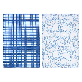 C&F Home Blue Bunnies & Plaid Easter Spring Theme Kitchen Dishtowels, Set of 2 Machine Washable Home Drying Hand Dish Towel Décor Decoration S/2 18" x 27" Blue