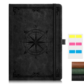 AHGXG ThickJournal Lined Notebook for Men - 320 Numbered Pages A5 College Ruled Notebook for Writing, 100gsm Paper, Vintage Leather Hardcover, for Women Work Office School, 5.75'' X 8.38''- Black