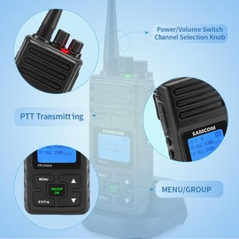 SAMCOM FPCN30A 5Watt Walkie Talkie Long Range Two Way Radio Rechargeable with Speaking Mic, SAMCOM 2-Way Radios Heavy Duty Walky Talky with Shoulder Mic, 2 Packs