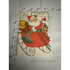Vintage Uncle Christmas Card Greeting Card With Envelope Santa Sled Toys