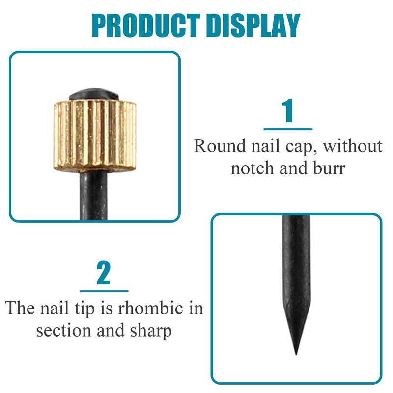 Bonsicoky Picture Hanging Nails, Black Steel Nails and Brass Head