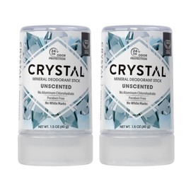 CRYSTAL™ Travel Stick Mineral Deodorant - Unscented Body Deodorant With 24-Hour Odor Protection, Non-Staining & Non-Sticky, Aluminum Chloride & Paraben Free, 1.5 FL OZ – (Pack of 2)