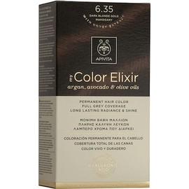 Apivita My Color Elixir No 6.35 Dark Blonde Gold Mahogany (Hair Color Cream 50ml & Color Developer 75ml & Post Color Hair Cond 2x15ml)