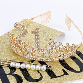 21st Birthday Decorations for Her,21st Birthday Sash,21st Birthday Gifts for Her,21st Birthday Crown,21st Birthday Tiara