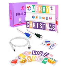 Purple Cinema Light Box with 312 Letters, Emojis & 3 Markers - Led Light Box sign for Home & Purple Bedroom Decor for Girls - Light Up Letter Board - Best Gift Idea for Girls on Christmas or Birthday